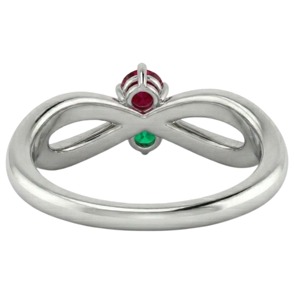 Burma Ruby 0.30 carati verde smeraldo Infinity Twist Gemstone Ring