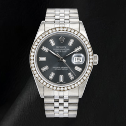 Rolex Datejust 16014 36 mm Orologio in Acciaio Inossidabile con Quadrante Grigio con Diamanti