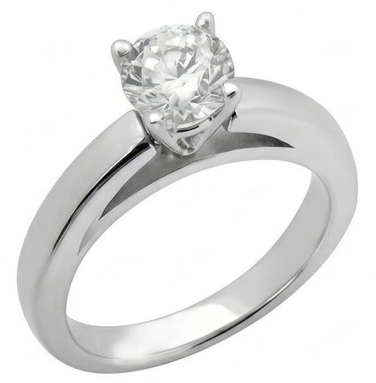 Castone Cattedrale 3 Ct. Anello Solitario Con Vero Diamante In Oro Bianco Massiccio