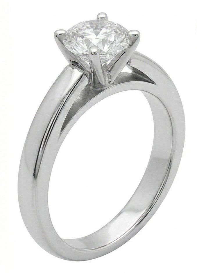 Castone Cattedrale 3 Ct. Anello Solitario Con Vero Diamante In Oro Bianco Massiccio