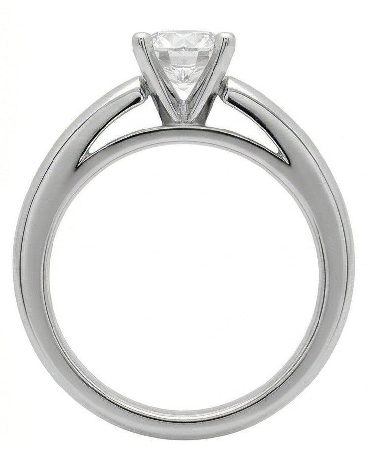 Castone Cattedrale 3 Ct. Anello Solitario Con Vero Diamante In Oro Bianco Massiccio
