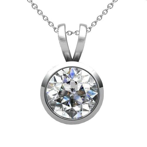 Castone Con Pendente Per Grande Genuino Diamante 3 Carati E Collana Solitario In Oro Bianco 14K
