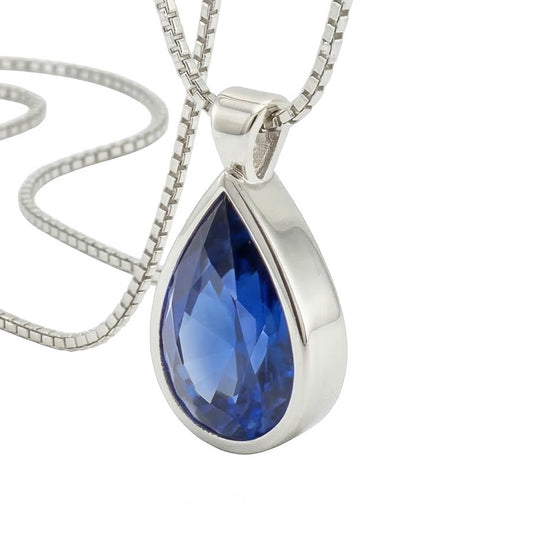 Castone Fiordaliso Blu Zaffiro Pendente Per Uomo