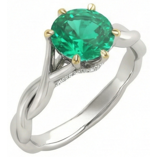 Anello con Gemma Oro Due Toni 14K con Smeraldo – vista frontale
