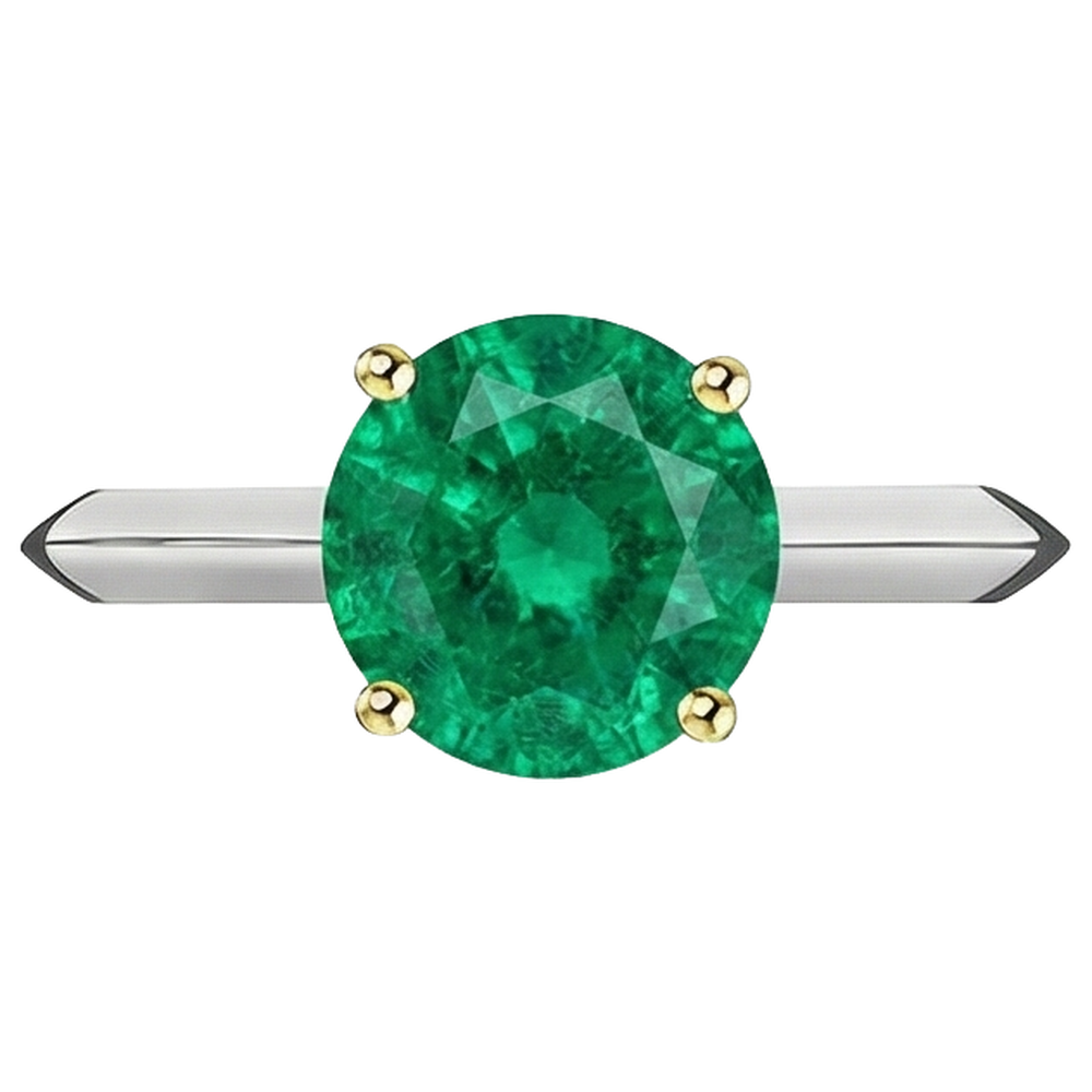 Smeraldo Anello con Pietra Preziosa 3 carati Oro Bicolore 14K – vista angolare