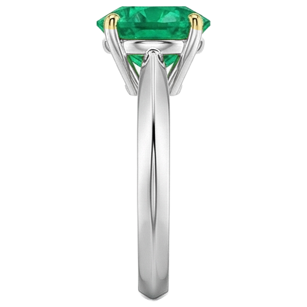 Anello con Pietra Preziosa Oro Bicolore 14K con Smeraldo – vista profilo