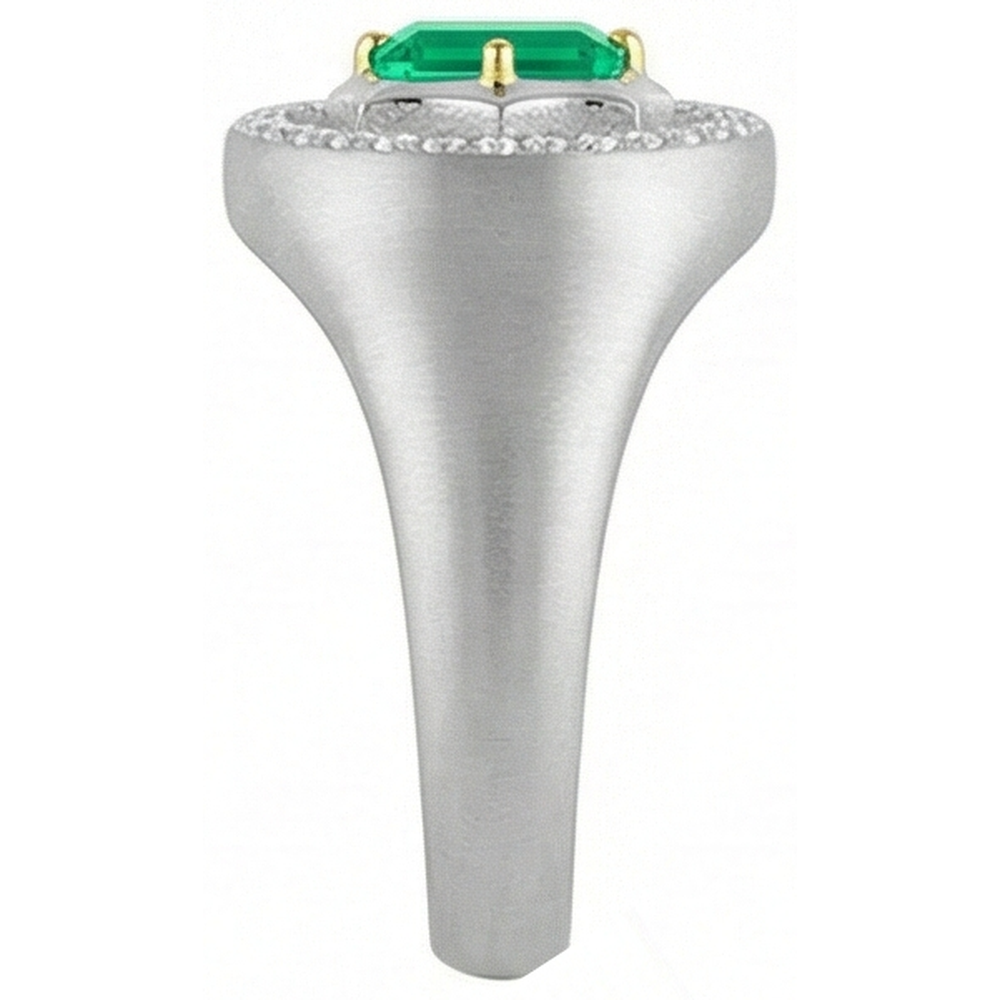 Taglio Smeraldo Smeraldo anello in Oro Due Toni 14K – vista dall'alto