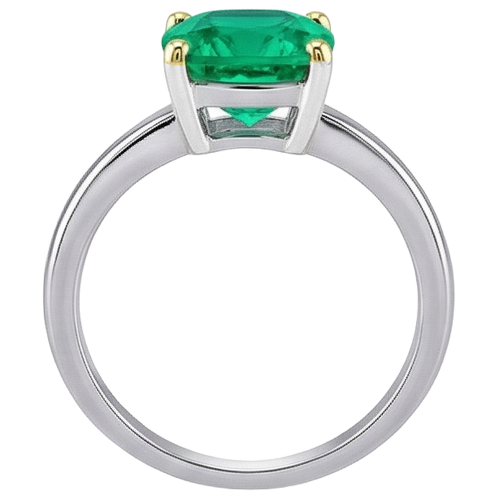 Cuscino Smeraldo anello in Oro Due Toni 14K – vista dall'alto
