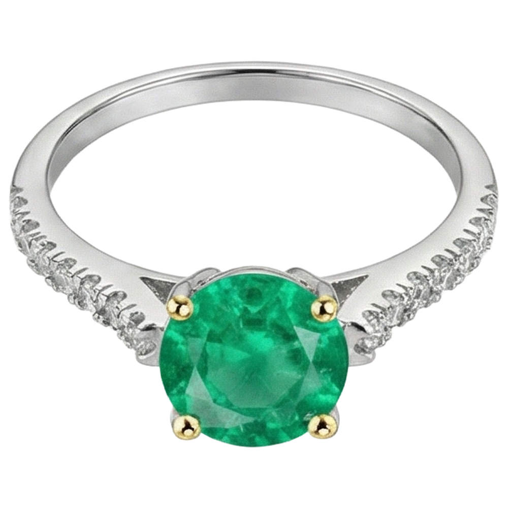 Smeraldo Colombiano Anello con Gemma 1,50-carati Oro Bicolore 14K – vista laterale