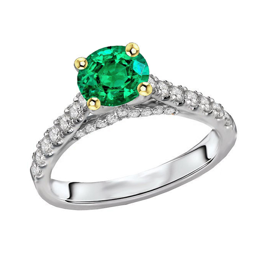 Anello con Gemma Oro Due Toni 14K con Smeraldo Colombiano – vista principale