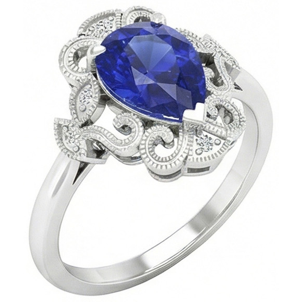 Zaffiro Blu Reale Anello con Pietra Preziosa – vista frontale
