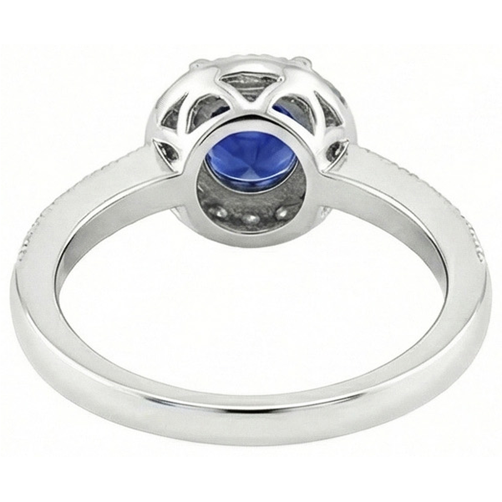 vero round zaffiro 1.50carati anello su bianco