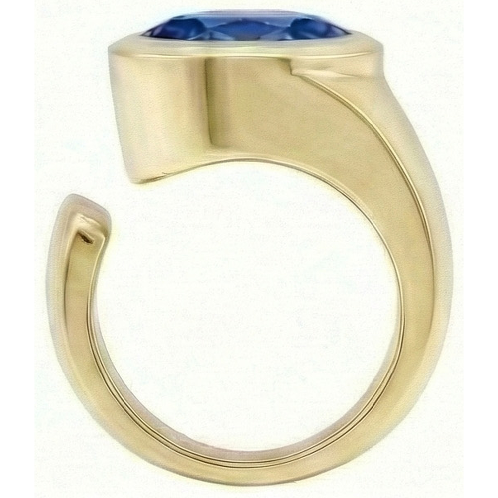 vero oval zaffiro 3carati anello vista di profilo