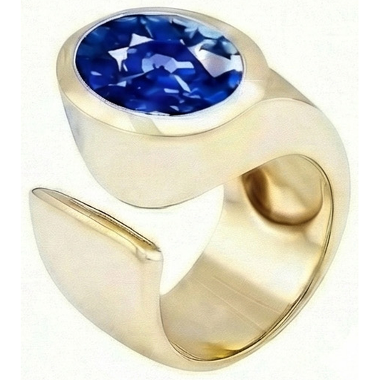 vero oval zaffiro 3carati anello angolo laterale