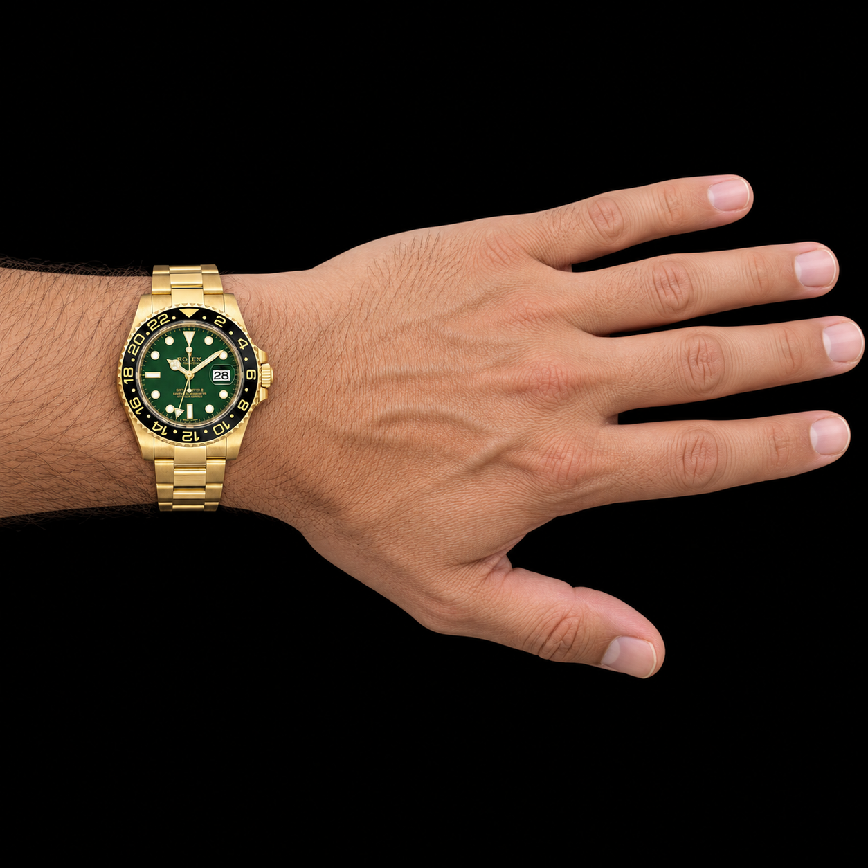 Rolex GMT-Master II 116718 40 mm Orologio in Oro Giallo con Quadrante Verde Luminescente