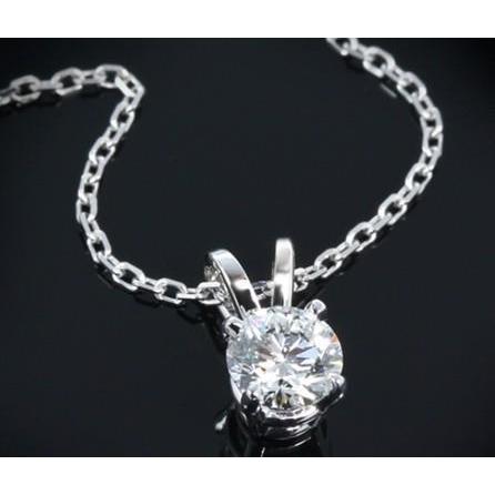 Ciondolo Con Genuino Diamante Rotondo Da 2 Carati Con Montatura A Quattro Punte In Oro Bianco 14K
