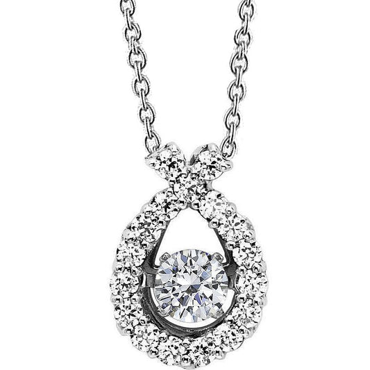 Ciondolo Con Naturale Diamanti Rotondi Da 6.5 Carati In Oro Bianco 14K Con Griffe