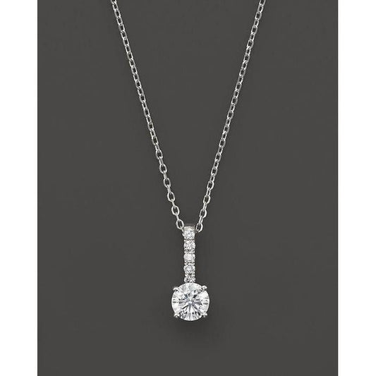 Ciondolo Da Donna Con Naturale Diamanti A Taglio Rotondo. Gioielli In Oro Bianco Da 5.50 Carati