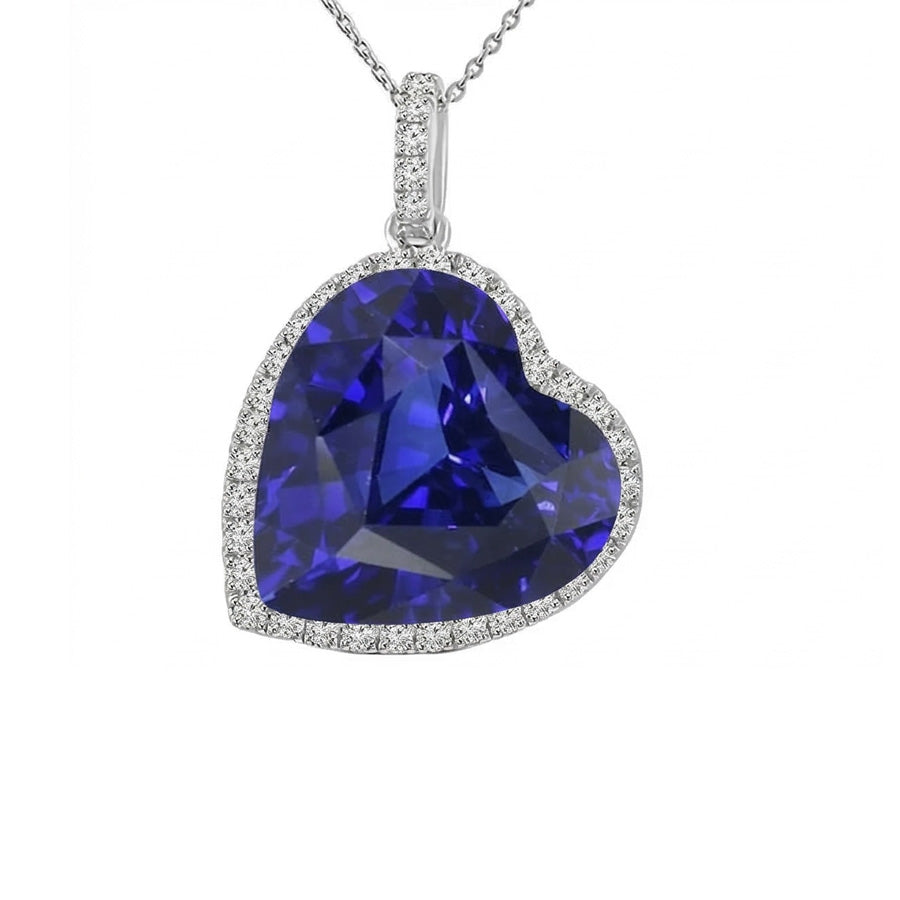 Ciondolo Halo Heat con zaffiro blu scuro e diamanti rotondi 9 carati