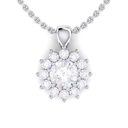 Ciondolo Per Collana Con Genuino Diamanti Rotondi. 2.10 Carati. In Oro Bianco 14K