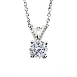 Ciondolo Per Collana Con Vero Diamanti Rotondi. 2.50 Carati. In Oro Bianco 14K