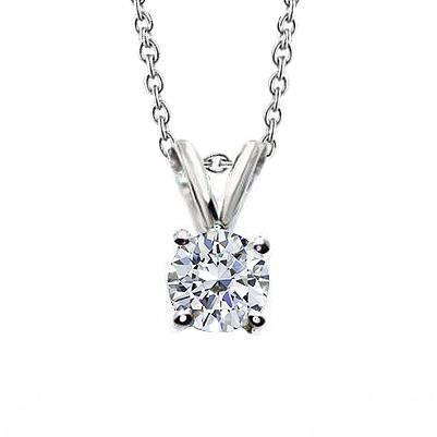 Ciondolo Per Collana Con Vero Diamanti Rotondi. 2.50 Carati. In Oro Bianco 14K