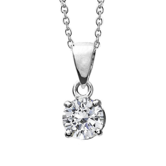 Ciondolo Per Collana Di Genuino Diamanti 1.25 Carati In Oro Bianco 14K Taglio Rotondo