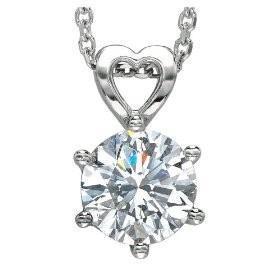 Ciondolo Solitario Con Naturale Diamante Taglio Rotondo. Gioielli In Oro Bianco Da 1.75 Carati