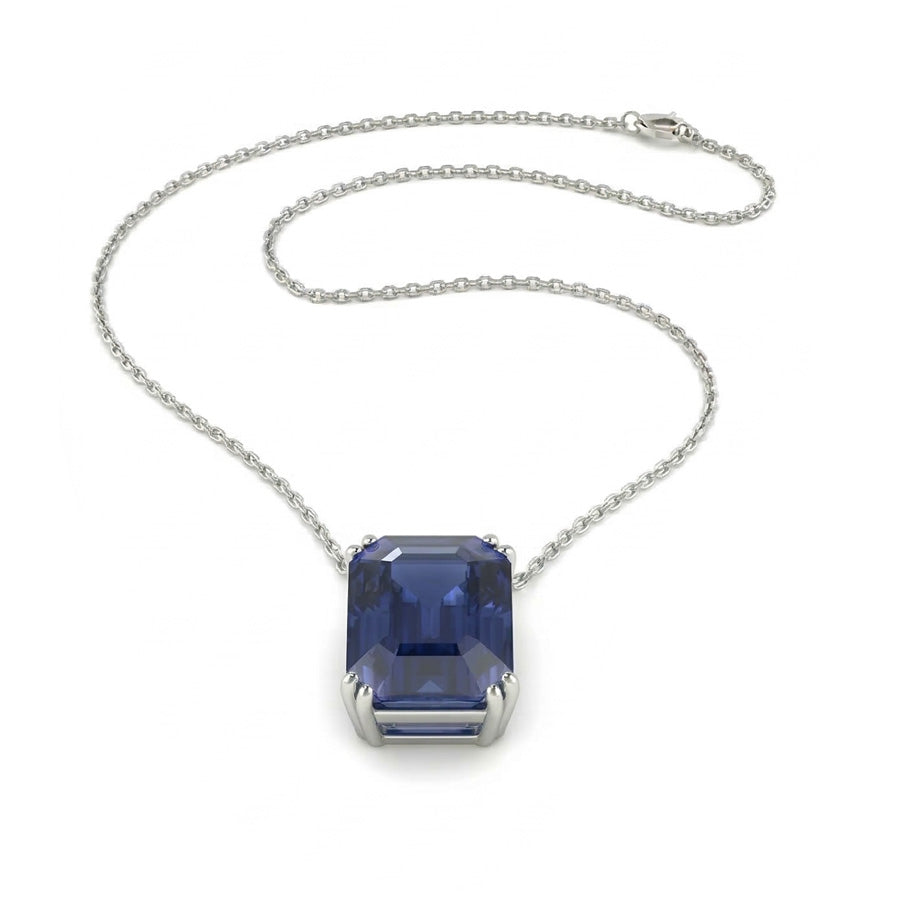 Ciondolo Solitario Smeraldo Collana Zaffiro Blu Scuro 4 Carati