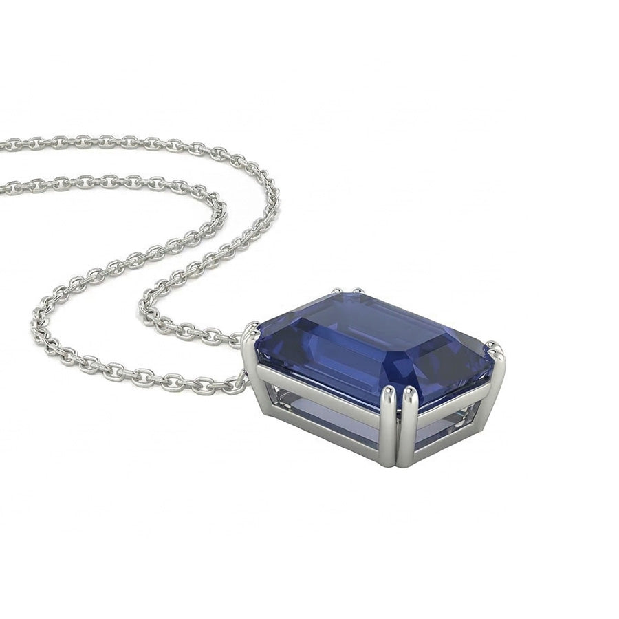 Ciondolo Solitario Smeraldo Collana Zaffiro Blu Scuro 4 Carati