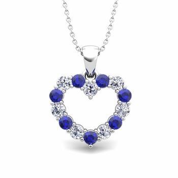 Ciondolo a forma di cuore con diamante zaffiro di Ceylon oro bianco 14 carati 2,5 carati - harrychadent.it