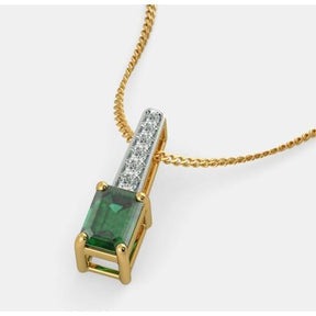 Ciondolo con Verde smeraldo colombiano e diamante in oro 4.25 carati 14K