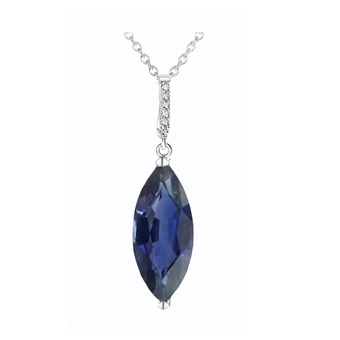 Ciondolo da donna con zaffiro blu scuro marquise e diamanti 4,75 carati