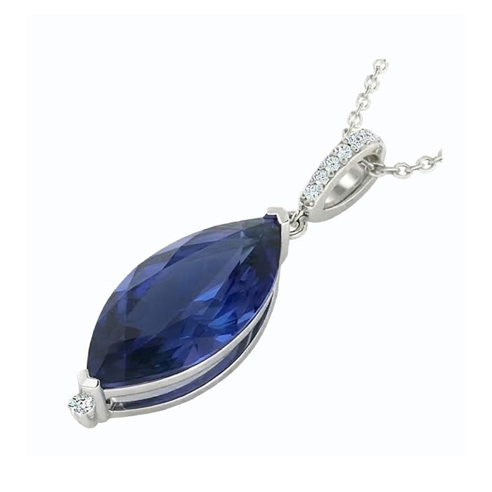 Ciondolo da donna con zaffiro blu scuro marquise e diamanti 4,75 carati