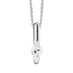 Ciondolo A Cuore In Oro Bianco Con Vero Diamante E Catena Tonda Taglio Antico 1 Carato