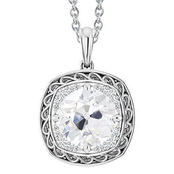 Ciondolo A Forma Di Alone Con Naturale Diamanti Da 4,50 Carati, Gioielli In Stile Vintage Con Taglio Da Miniera In Oro Bianco 14K