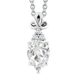Ciondolo A Forma Di Diapositiva Con Punta Da Trapano Da Vecchio Minatore Naturale Diamante Pera Da 3,50 Carati Con Catena In Oro 14K