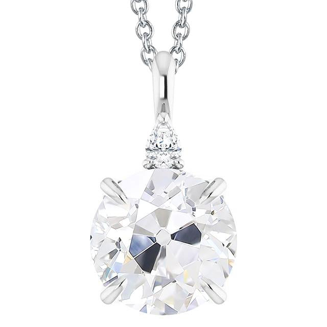 Ciondolo Artiglio D'Aquila Rebbi Pera Taglio Vecchio Vero Diamante 5,50 Ct Oro Bianco 14K