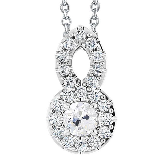 Ciondolo Con 4 Carati Di Naturale Diamanti Taglio Rotondo Old Miner Incastonato In Oro 14K