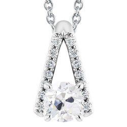 Ciondolo Con 4 Carati Vero Diamante Tondo Da Catena Scorrevole Di Vecchio Minatore In Oro Bianco 14K