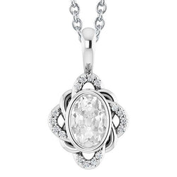 Ciondolo Con Castone Scorrevole Con Naturale Diamante Ovale Da 4,50 Carati Old Miner Cauzione In Oro 14K