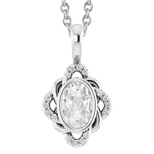 Ciondolo Con Castone Scorrevole Con Naturale Diamante Ovale Da 4,50 Carati Old Miner Cauzione In Oro 14K