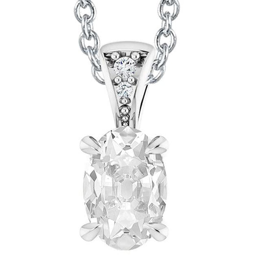 Ciondolo Con Genuino Diamanti Da Minatore Ovale Con Artigli D'Aquila Set Di Griffe In Oro 14K Da 4 Carati