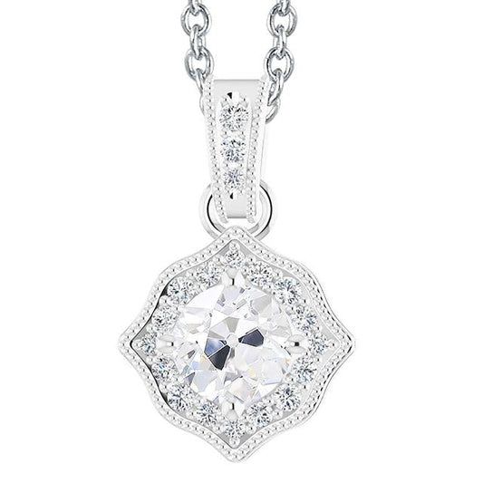 Ciondolo Con Miniera Dal Taglio Antico Gioielli Da Donna Con Naturale Diamanti Rotondi Da 3 Carati