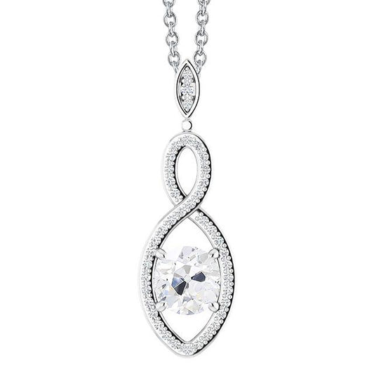 Ciondolo Con Naturale Diamanti A Taglio Rotondo Da 2,50 Carati Old Miner Incastonato In Oro 14K