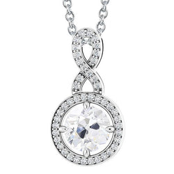 Ciondolo Con Naturale Diamanti A Taglio Rotondo Da 4 Carati Old Miner Incastonato In Oro Bianco 14K