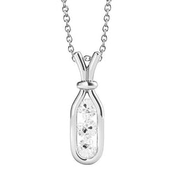 Ciondolo Con Tre Pietre Antiche Europee 1,50 Carati Naturale Diamante Rotondo 14K In Oro Bianco