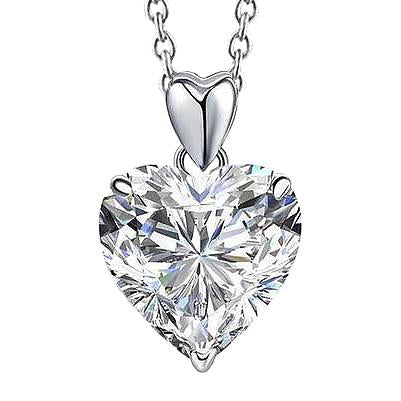 Ciondolo Con Vero Diamante A Forma Di Cuore Da 2 Carati In Gioielli Da Donna In Oro Bianco 14K