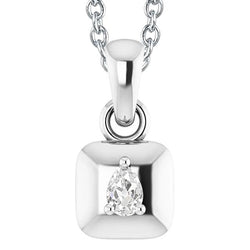 Ciondolo Con Vero Diamante Taglio Pera Di Vecchia Miniera E Oro Bianco 14K