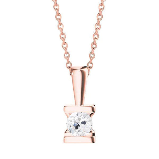 Ciondolo Da Donna A Forma Di Cuore Con Vero Diamante Rotondo Taglio Antico 1 Carato